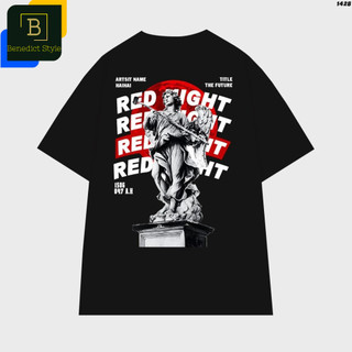 Áo thun unisex tay lỡ hình tượng nghệ thuật Red Night phong cách in 2 mặt