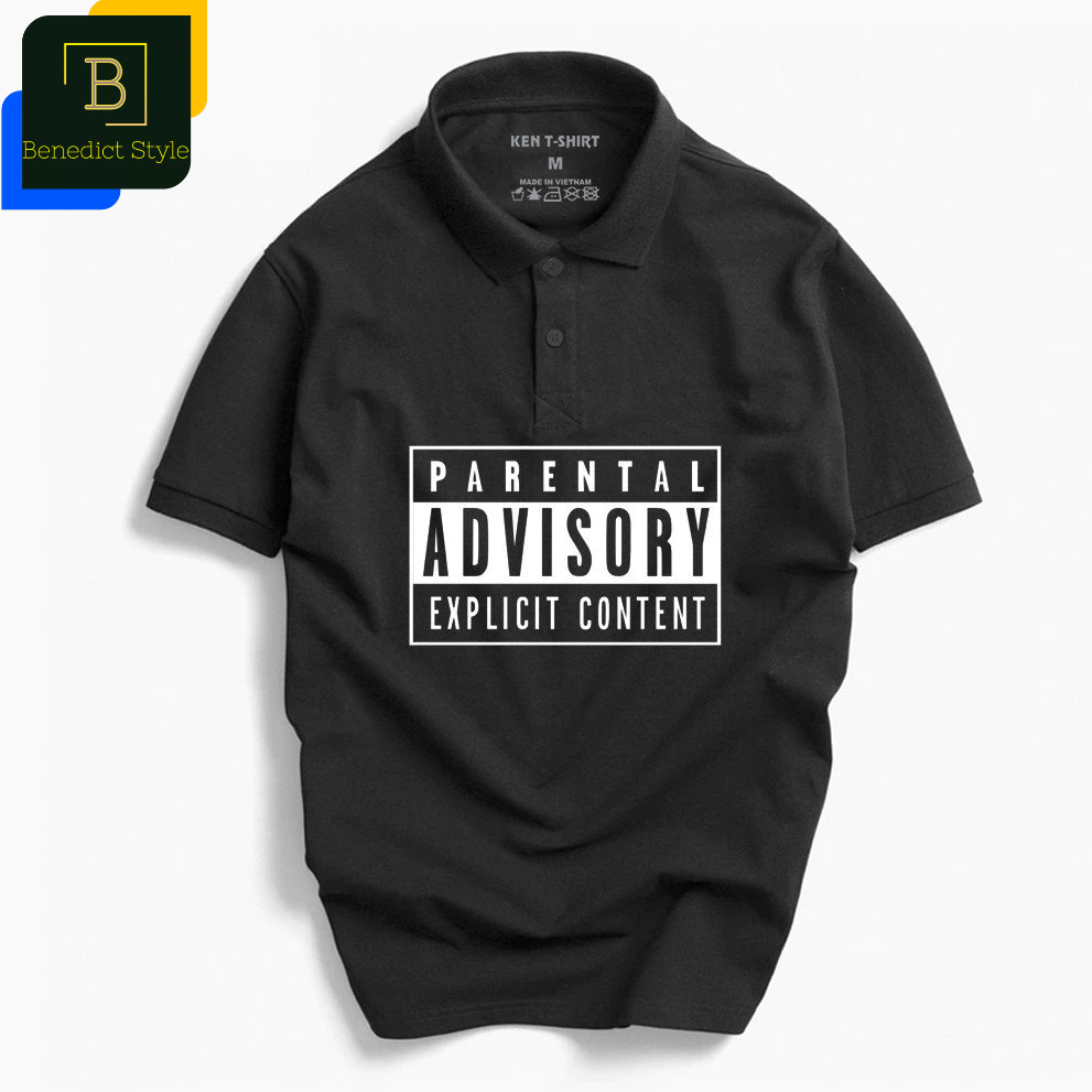 Áo thun polo áo thun có cổ in chữ Parental Advisory Explicit Content