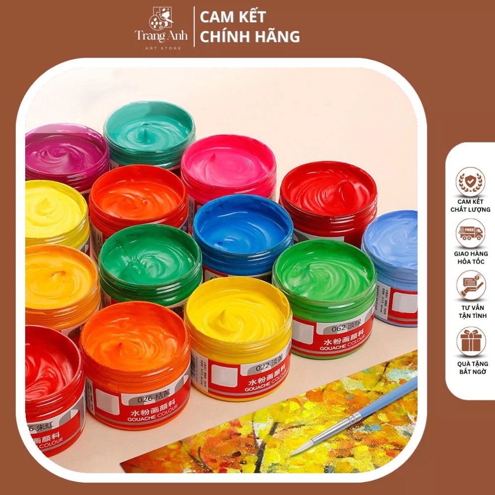 Màu Gouache, Màu Goat, Màu Bột Pha Sẵn - Màu Nước Đa Dạng Màu, Dễ Pha Phối, Bền Màu (1 Hộp)