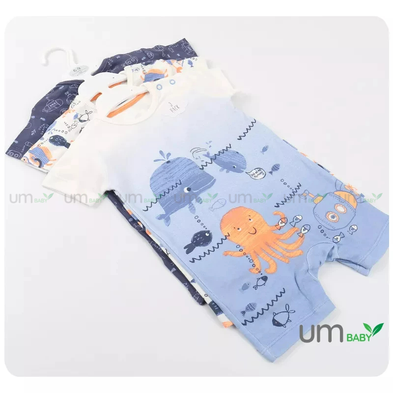 Romper cho bé trai sơ sinh 0-12m GEORGE ngắn tay Body đùi newborn xuất dư cho bé Áo liền quần mùa hè cho bé trai