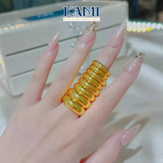 Nhẫn trơn đủ size mạ vàng 24k có khắc số Kami trang sức cao cấp