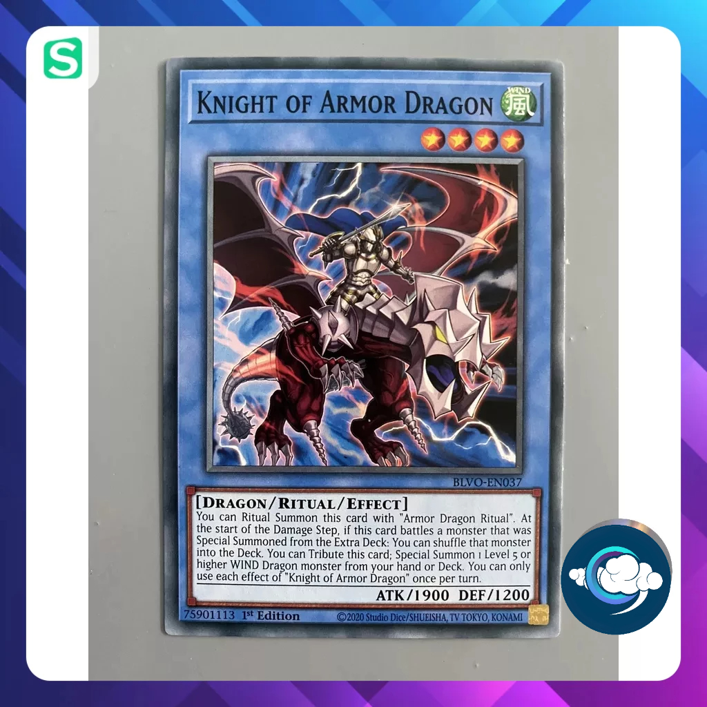 Thẻ bài YugiOh (UK) -  BLVO-EN037; Knight of Armor Dragon; COMMON