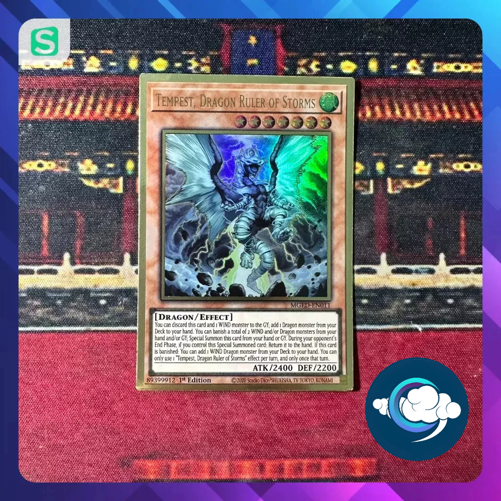 Thẻ bài YugiOh! (UK) - MGED-EN011; Tempest, Dragon Ruler of Storms; Premium Gold Rare