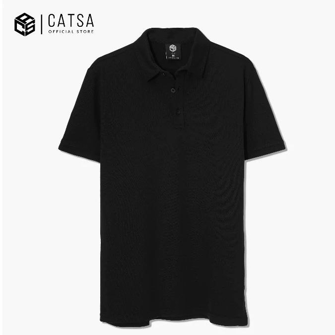 Áo Polo nam CATSA có cổ màu trắng đen thun cotton kháng khuẩn chống nhăn ATP292- 293