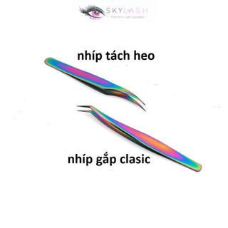 Nhíp tách heo 7 màu + nhíp gắp classic 7 màu - dụng cụ nối mi - sky179