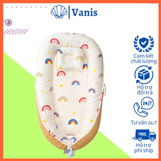 Nôi ngủ chung giường cho bé, Đệm ngủ chống giật mình cho trẻ, Nôi cho bé thiết kế gối êm ái mềm mại, 2 mặt mát mẻ