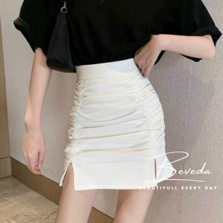 Chân váy nữ dáng a nhún xẻ hai bên có lót trong
