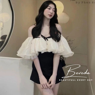 Áo Kiểu Nữ Bẹt Vai Chất Voan Kiếng Siêu Xinh