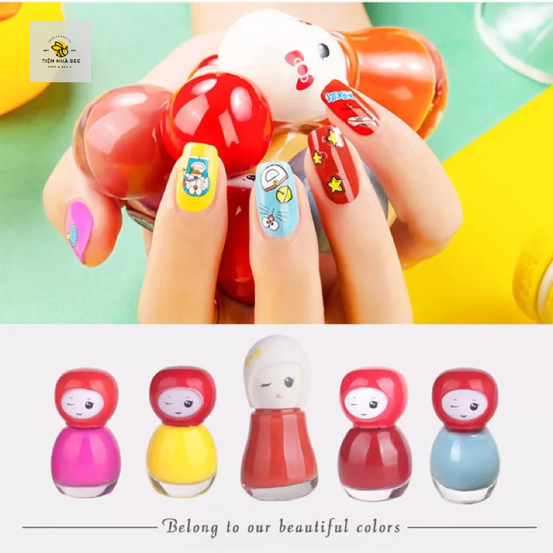 Set 5 chai Sơn Móng Tay quà cho bé SP Gốc Nước Tự Bong Không độc hại, không mùi