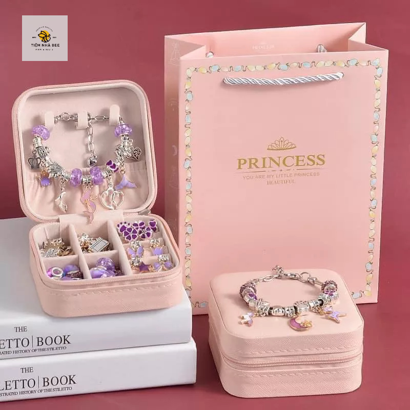 SET VÒNG/ LẮC TAY CHARM PAN TỰ KẾT 66 CHI TIẾT DÙNG LÀM TRANG SỨC CHO BÉ KÈM HỘP ĐỰNG + TÚI Nhiều màu