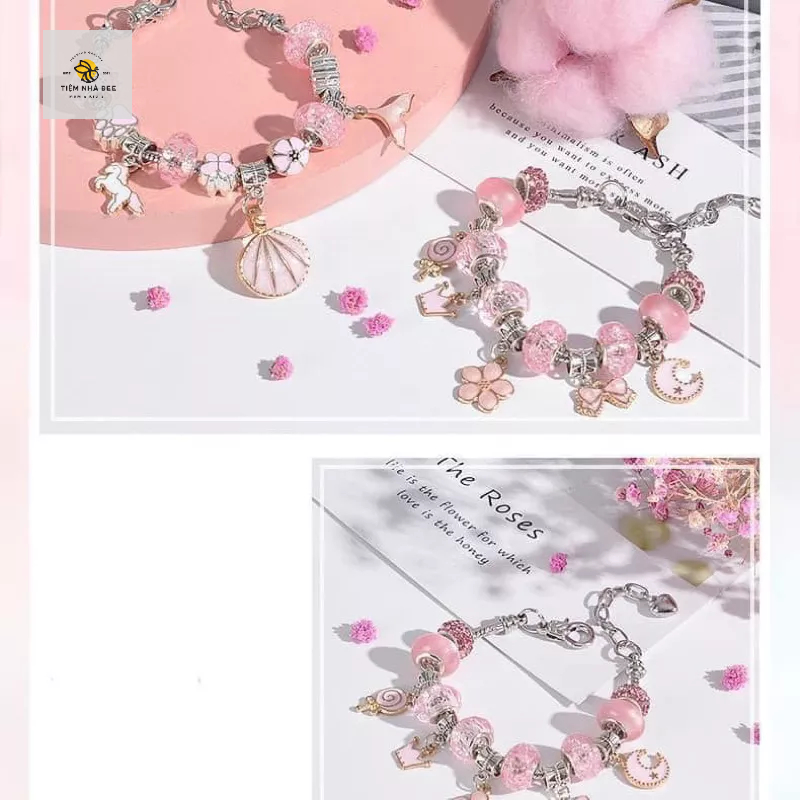 SET VÒNG/ LẮC TAY CHARM PAN TỰ KẾT 66 CHI TIẾT DÙNG LÀM TRANG SỨC CHO BÉ KÈM HỘP ĐỰNG + TÚI Nhiều màu
