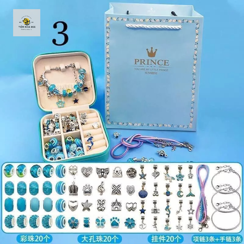 SET VÒNG/ LẮC TAY CHARM PAN TỰ KẾT 66 CHI TIẾT DÙNG LÀM TRANG SỨC CHO BÉ KÈM HỘP ĐỰNG + TÚI Nhiều màu