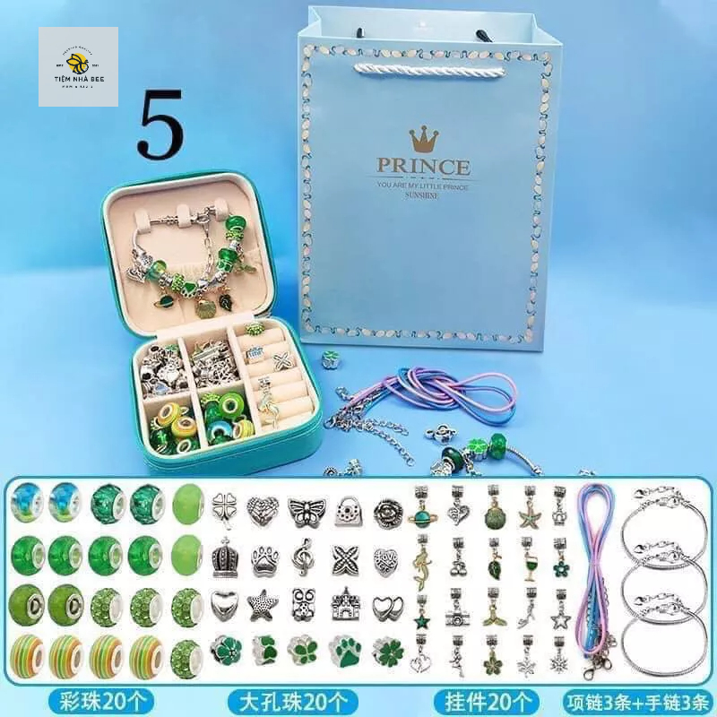 SET VÒNG/ LẮC TAY CHARM PAN TỰ KẾT 66 CHI TIẾT DÙNG LÀM TRANG SỨC CHO BÉ KÈM HỘP ĐỰNG + TÚI Nhiều màu