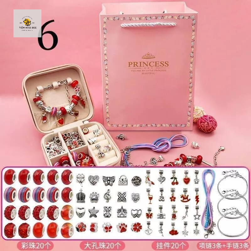 SET VÒNG/ LẮC TAY CHARM PAN TỰ KẾT 66 CHI TIẾT DÙNG LÀM TRANG SỨC CHO BÉ KÈM HỘP ĐỰNG + TÚI Nhiều màu