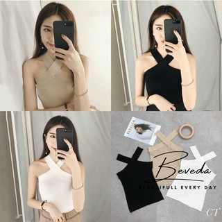 Áo Kiểu Nữ Cổ Yếm Phối Dây Chéo Croptop