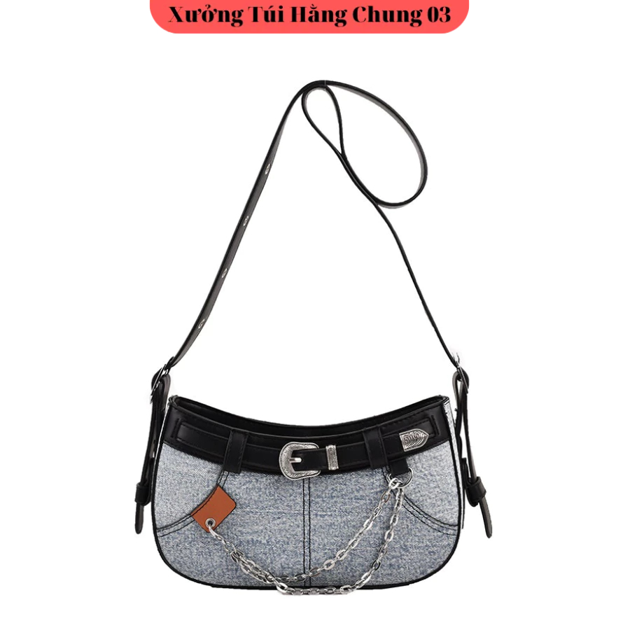 Túi xách nữ đeo vai kẹp nách chất vải bò cao cấp size 24 mẫu mới thời trang hàn quốc