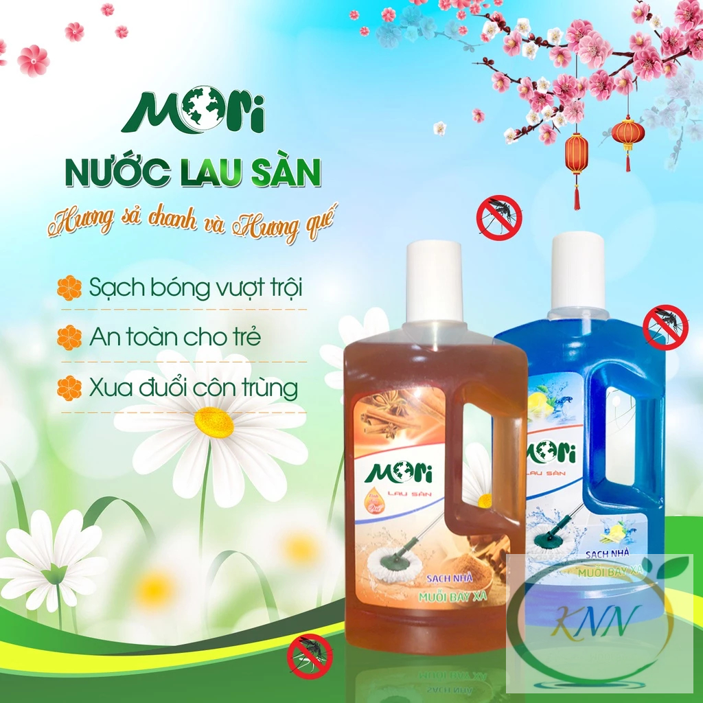 Nước Lau Sàn Mori Tinh Dầu Thảo Mộc Hương Sả Chanh Và Hương Quế, Khử mùi, xua đuổi côn trùng 1000ml