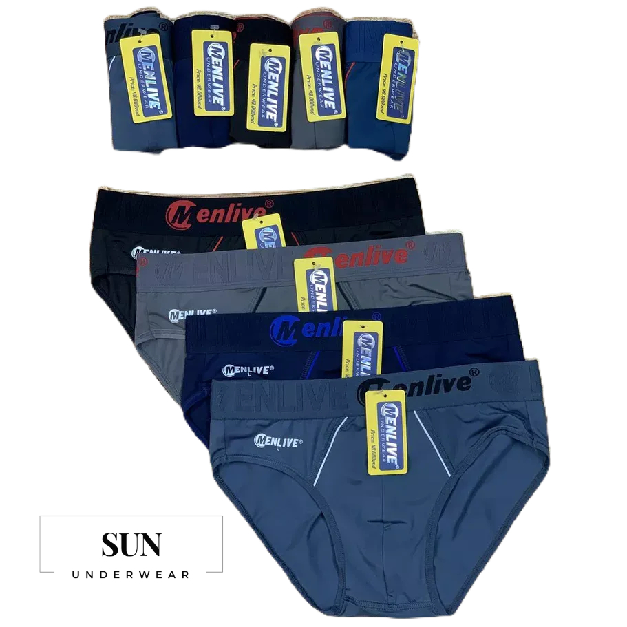Combo 05 Quần lót nam Menlive bản lưng to chất thun lạnh cao cấp Sun Underwear ML1