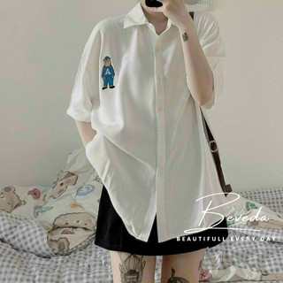 Áo sơ mi nữ tay lỡ form rộng in hình