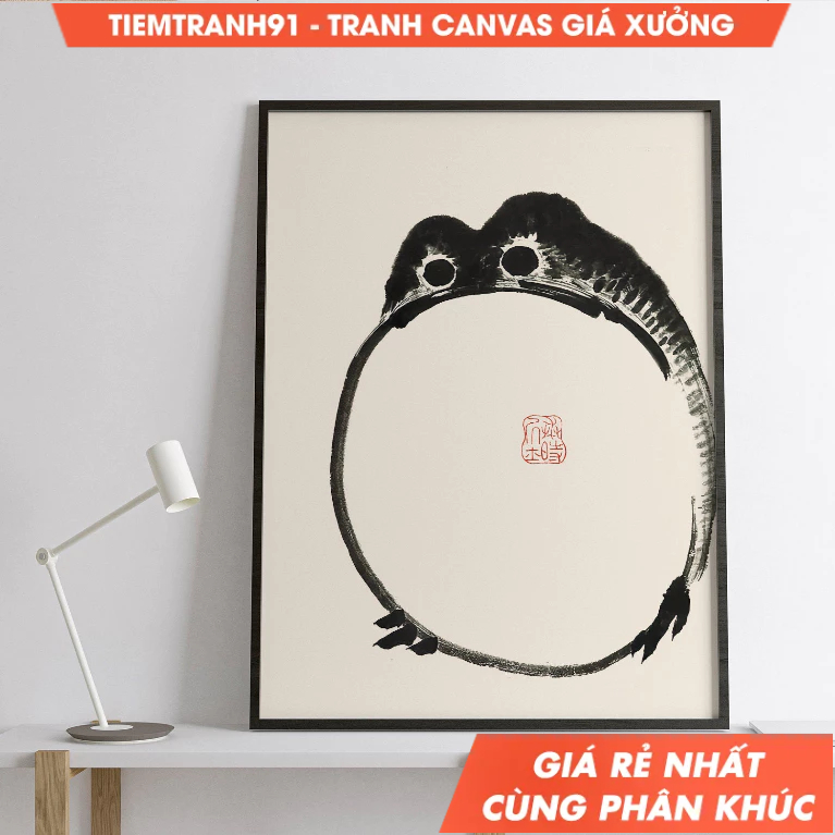 Tranh treo tường, Japanese Wall Art, Japanese Frog Painting, Sad Frog Poster, Traditional Vintage Ar
