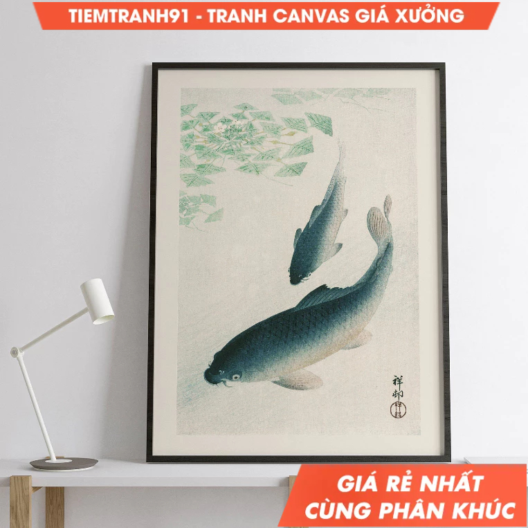 Tranh treo tường, Japanese Ukiyo-e Poster Ohara Koson - Carp or Koi 1926 Poster, Japanese Art, Japan