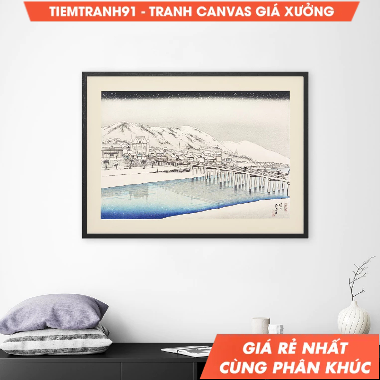 Tranh treo tường, Japanese Art Goyo Hashiguchi's Snow on Mount Ibuki, 1920 Poster, tặng kèm đinh tre