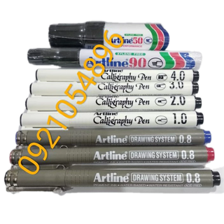 Bút tham mưu đệm màu vẽ kí hiệu tham mưu chống lem, Artline, 0.8mm xanh - đỏ - đen