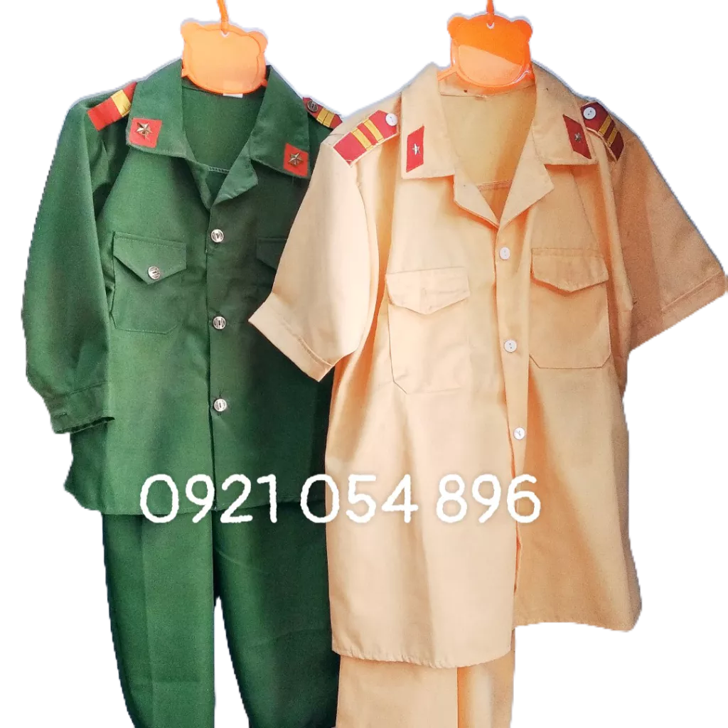 Bộ quần áo rằn ri trẻ em bộ đôi công an giao thông thời trang lính nhí hàng đẹp cho bé mầm non tiểu học 10-22kg