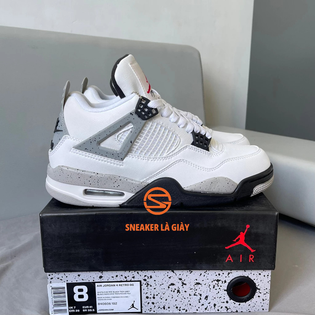 Giày Air Jordan 4 Retro White Cement - BẢN ĐẸP FULLBOX