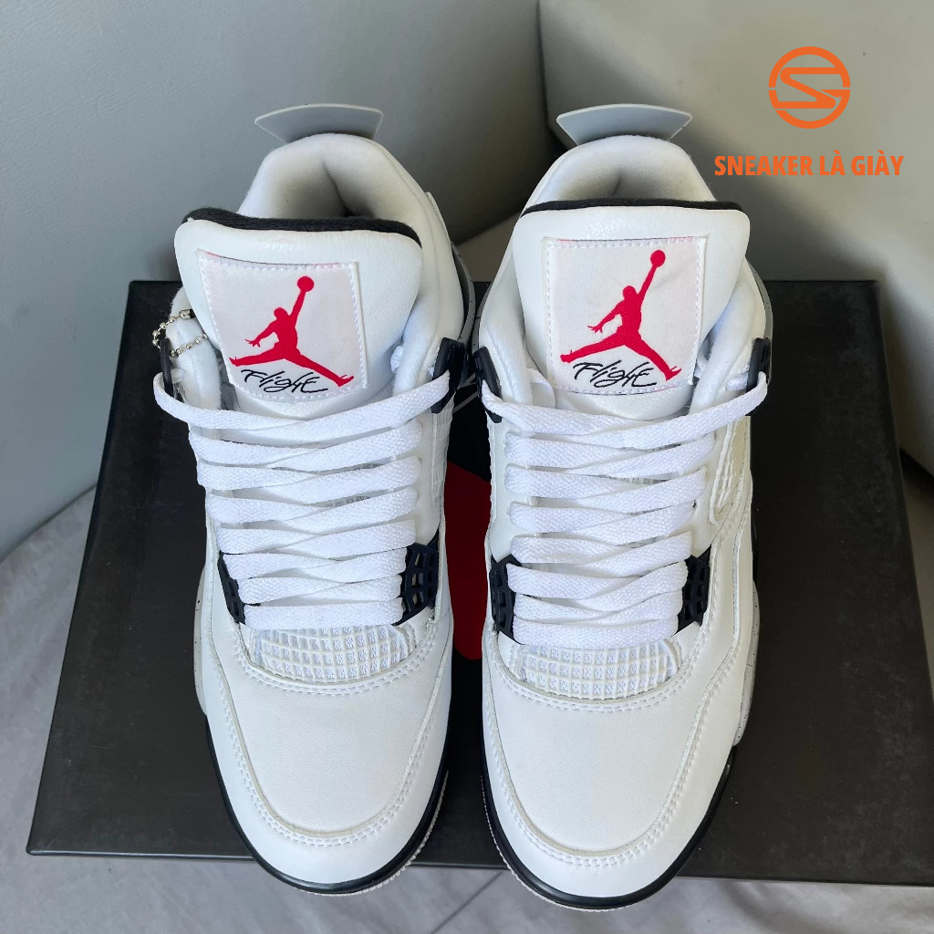 Giày Air Jordan 4 Retro White Cement - BẢN ĐẸP FULLBOX