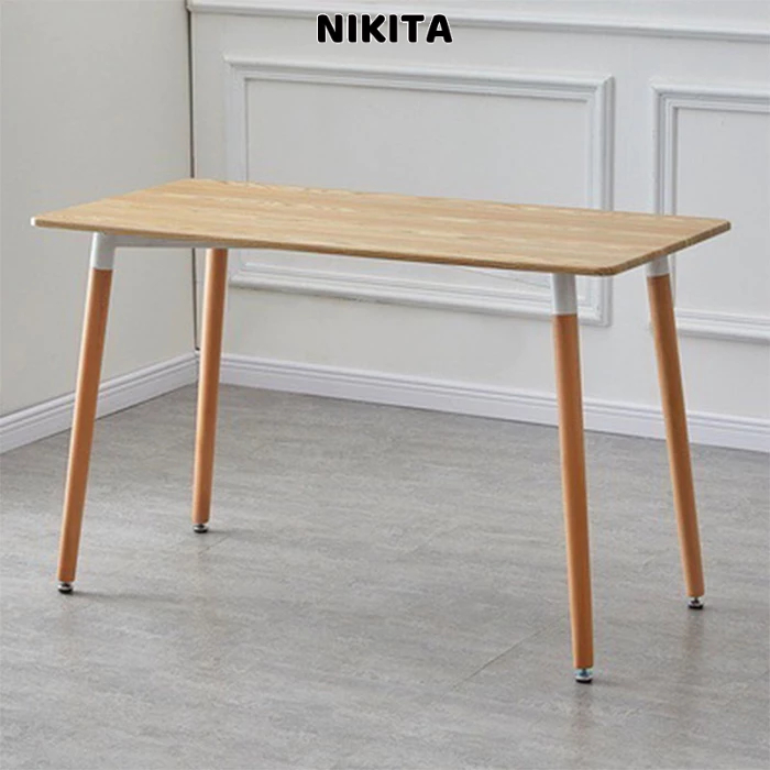 Bàn ăn Eames gỗ chữ nhật dài 1m2, bàn trà cafe chân gỗ sồi decor phòng NIKITA