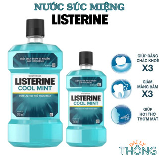 Nước xúc miệng Listerine Cool Mint 250ml | 750ml nước súc miệng listerine bạc hà thơm mát