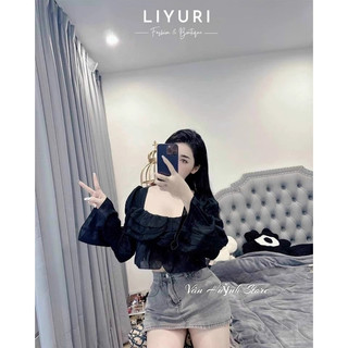 Áo nữ dài tay, ống loe phối viền bèo