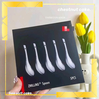 Sét 5 Thìa inox 304 Zwilling Đức dáng ngắn, bộ 5 chiếc thìa inox cao cấp ăn phở cơm cháo