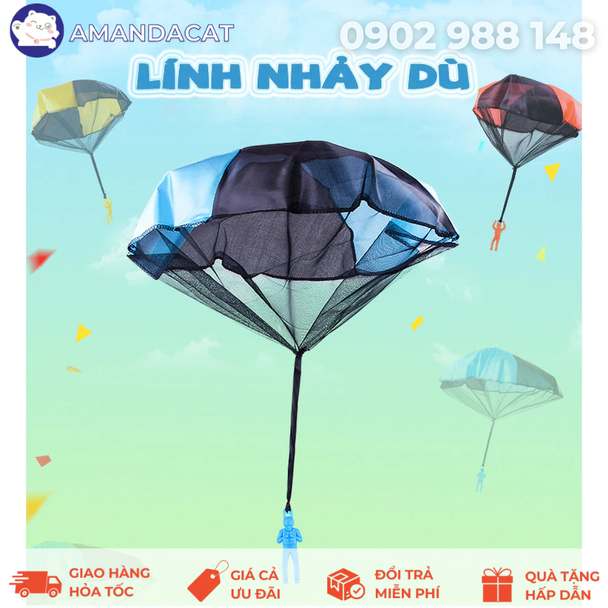 Sẵn Hỏa Tốc HCM - Đồ chơi ném tay lính nhảy dù, Đồ chơi ném tay ngoài trời vui nhộn, Đồ chơi lính bung dù rơi mini