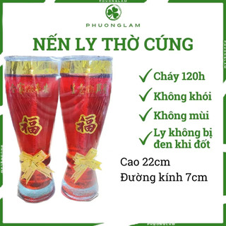 Nến ly thờ cúng nơ đại cháy liên tục 120h/ly không khói không mùi không bị đen ly hộp 6ly