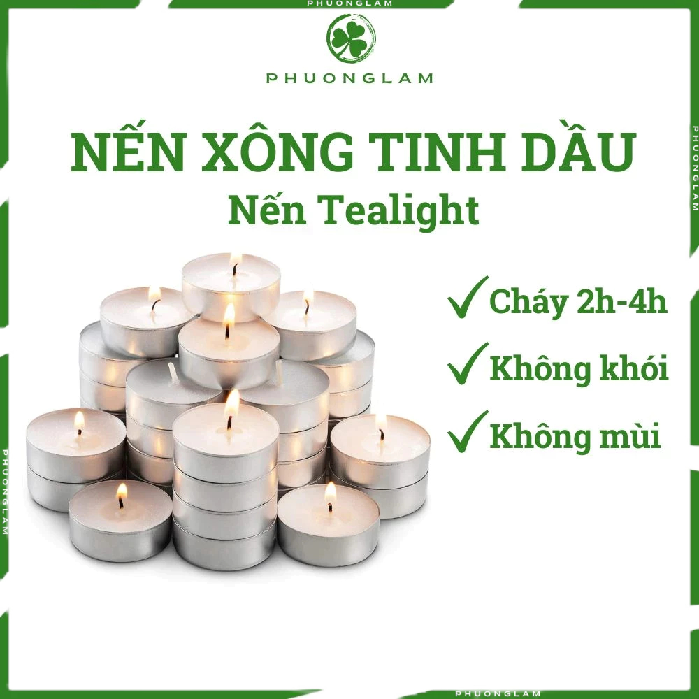 Nến tealight nhỏ đốt đèn xông tinh dầu màu trắng đèn cầy trang trí viên tròn mini cháy 4 giờ trang trí tiệc sinh nhật