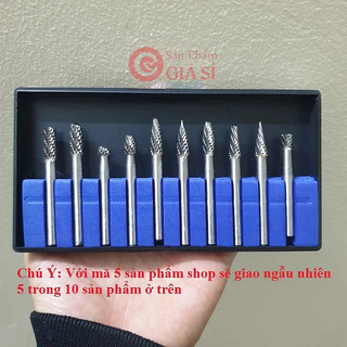 Bô 10 mũi hợp kim mài khắc phay vonfram chân cán 6ly dùng cho máy mài khuôn - Bộ 10 mũi ❤️freeship❤️