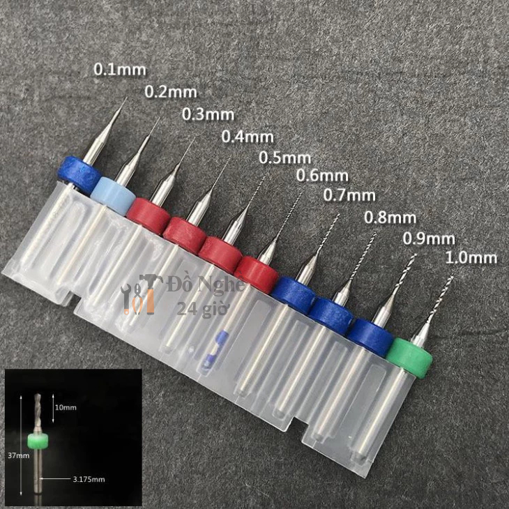 Bộ 10 mũi khoan PCB 0.1-1.0mm