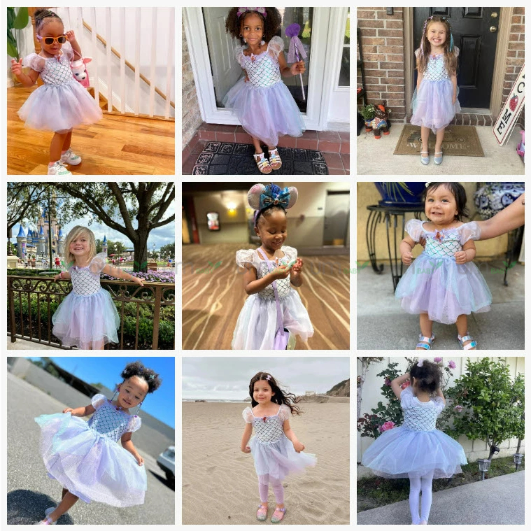Đầm công chúa bé gái nàng tiên cá DISNEY 1-5 tuổi xuất dư