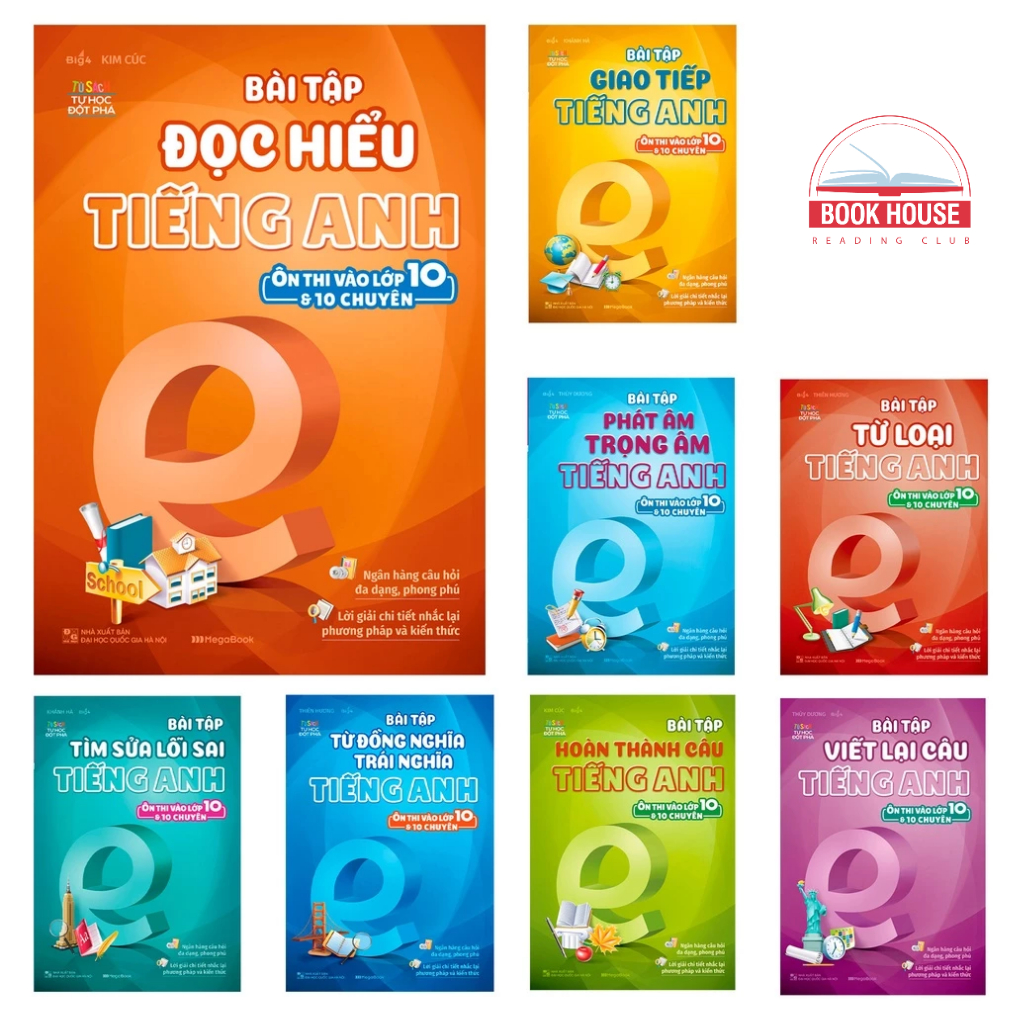 Sách Combo Bài tập Tiếng Anh ôn thi vào lớp 10 và 10 chuyên (8 Cuốn)