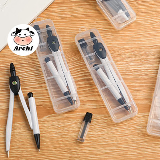 Compa học sinh cute vẽ kỹ thuật, bộ compa kèm ngòi chì thiết kế đen trắng