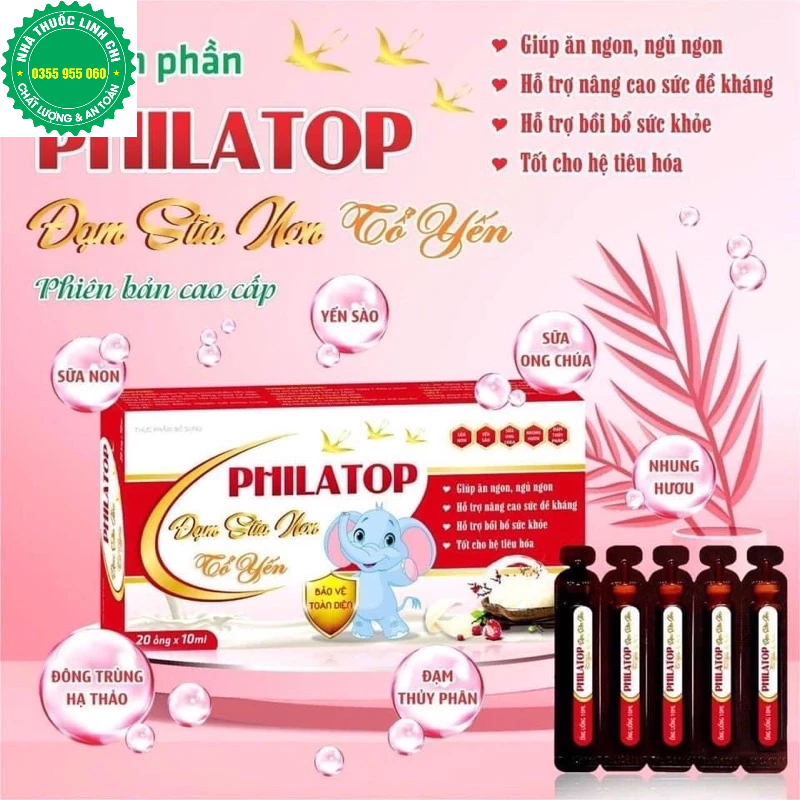 Philatop yến sào  hộp 20 ống nhựa