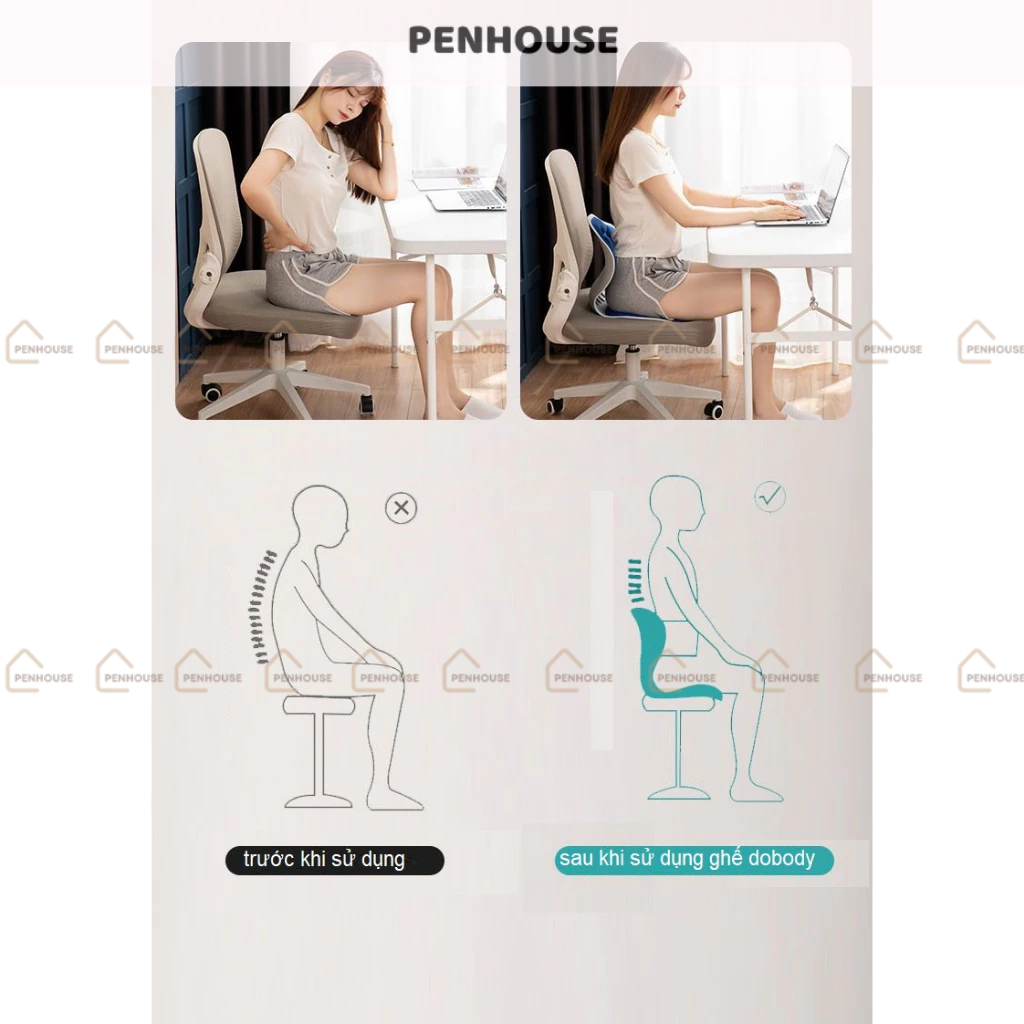 Ghế chỉnh dáng ngồi công thái học, ghế văn phòng giúp định hình cột sống cho trẻ em sinh viên PENHOUSE