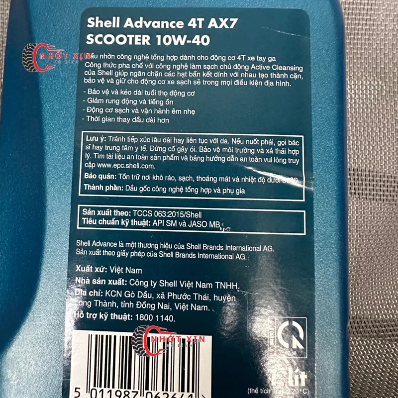 Nhớt Xe Ga Shell ADVANCE AX7 10w-40 1L Xe Tay Ga
