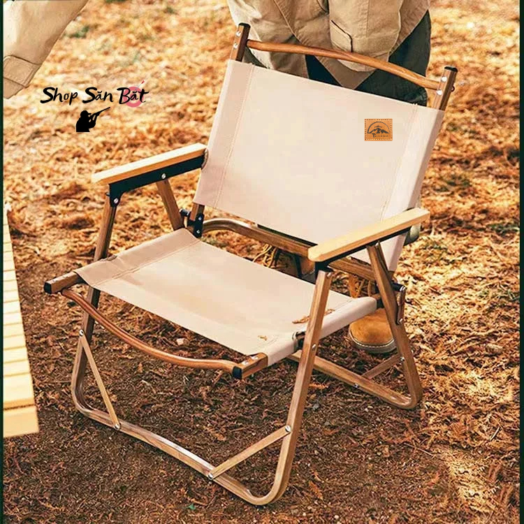 Ghế Dã Ngoại Có Tựa Lưng Chắc Chắn, Ghế Cắm Trại Camping Gấp Gọn, Khung Nhôm Tay Gỗ Thương Hiệu Cao Cấp Tmountain- GCC2