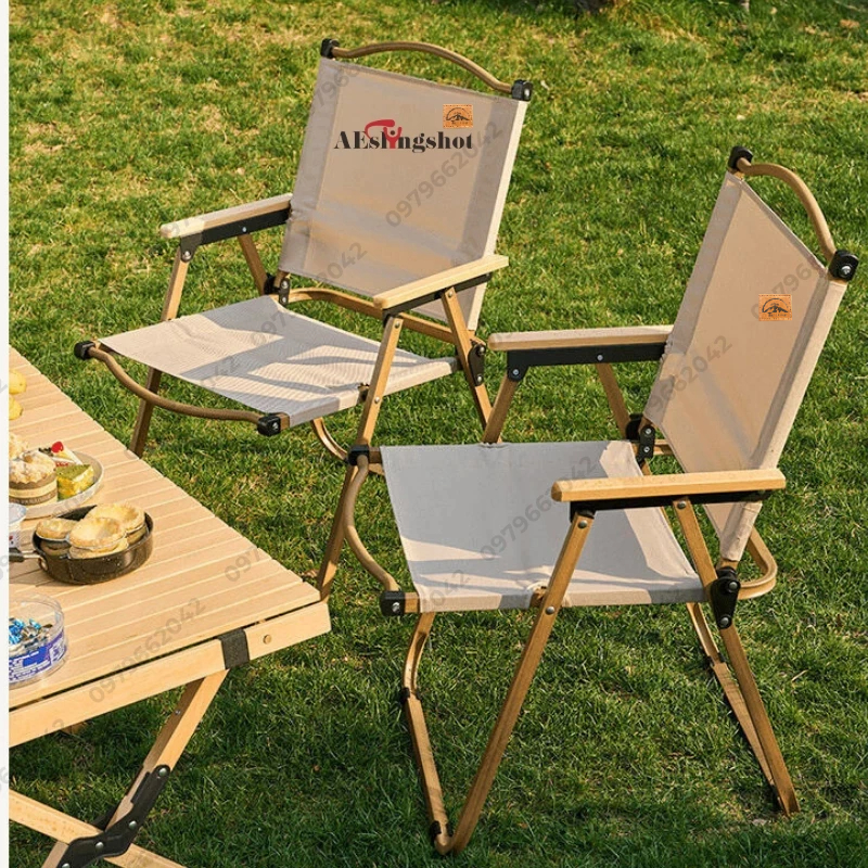 Ghế Dã Ngoại Có Tựa Lưng, Ghế Cắm Trại Camping Gấp Gọn, Khung Nhôm Tay Cầm Gỗ Thương Hiệu Cao cấp Tmountain[GCC2]