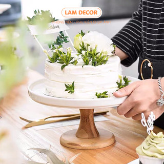 Đế đựng bánh bằng sứ chân gỗ sang trọng hàng có sẵn LAM DECOR