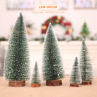 Cây thông noel phủ tuyết trang trí nhà, phụ kiện chụp ảnh chủ đề giáng sinh