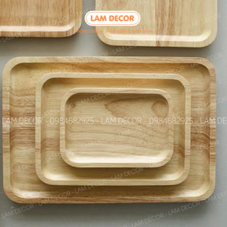 Đĩa Gỗ Hình Chữ Nhật Đựng Bánh, Ly, Cốc